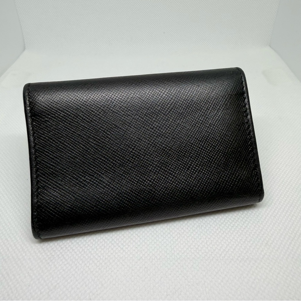 PRADA Key Holder Black Saffiano Leather Silvertone Snap - Picture 2 of 15